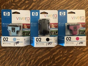 LOT OF 4 NEW Old Stock SEALED HP 02 Black/Cyan/Light Magenta Ink Cartridges OEM - Picture 1 of 3