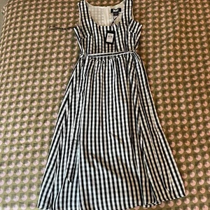 VESTIDO MIDI DKNY NEGRO BLANCO CUADROS GINGHAM CINTURÓN UK 10 Nuevo Con Etiquetas US 6 - Imagen 1 de 8