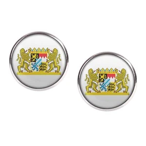 Mylery Ohrstecker Paar mit Motiv Bundes-Land Flagge Bayern silber verschiedene G - Picture 1 of 6