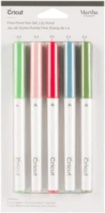 Cricut Martha Stewart Fine Point Pen Set, Lily Pond 5 piece green pink red blue - Picture 1 of 5