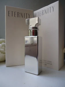 ETERNITY Calvin Klein PARFUM 7.5ml Vintage 1990s Chrome Purse Spray Sealed Box - Picture 1 of 12