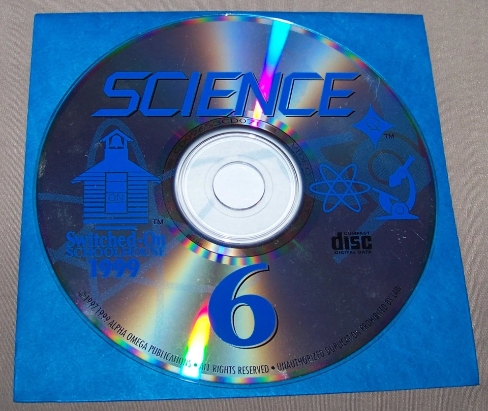 Switched On Schoolhouse SOS Science 6th Grade CD Disc Alpha Omega 1999 Homeschoo - Image 1 of 1