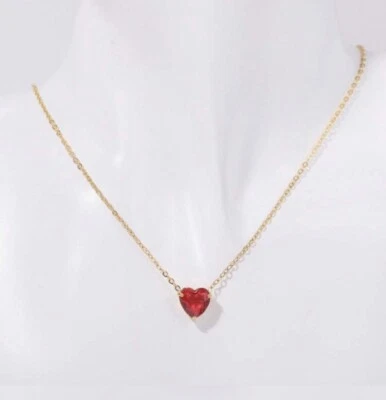 Collar Corazón Rubí y Oro - Collar Piedra Natal Julio Foto 1 de 2