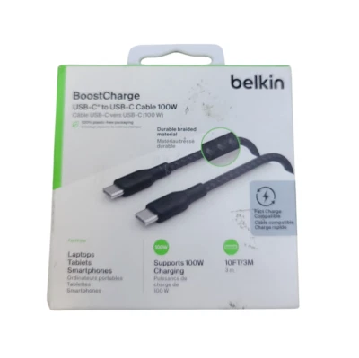 belkin BoostCharge USB-C to USB-C 10FT/3M Black Braided Cable 100W - Image 1 of 4