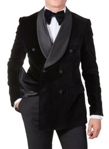 Hombres Negro Para Fumar Chaquetas Blazers Lujo Elegante Diseñador Fiesta Abrigos - Imagen 1 de 2