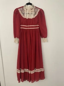 Vintage 70’s Gunne Sax Kinder Kleid Prairie XXS Spitze 12 Rayon Cottagecore - Bild 1 von 7