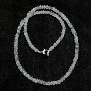 A+++ Nature Flashy Moonstone Faceted Rondell Gemstone Beads Necklaces 18'' Women - Picture 1 of 12