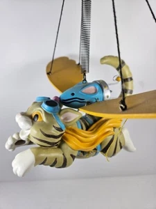 Vintage 1990's Hanging Dynamic "Flying" Aviator Cat, Winged Tabby on Long Spring - Picture 1 of 11