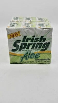 Vtg 6-PACK Irish Spring Deodorant Soap Aloe 4.5oz Bars Discountinued NOS New - Image 1 of 3
