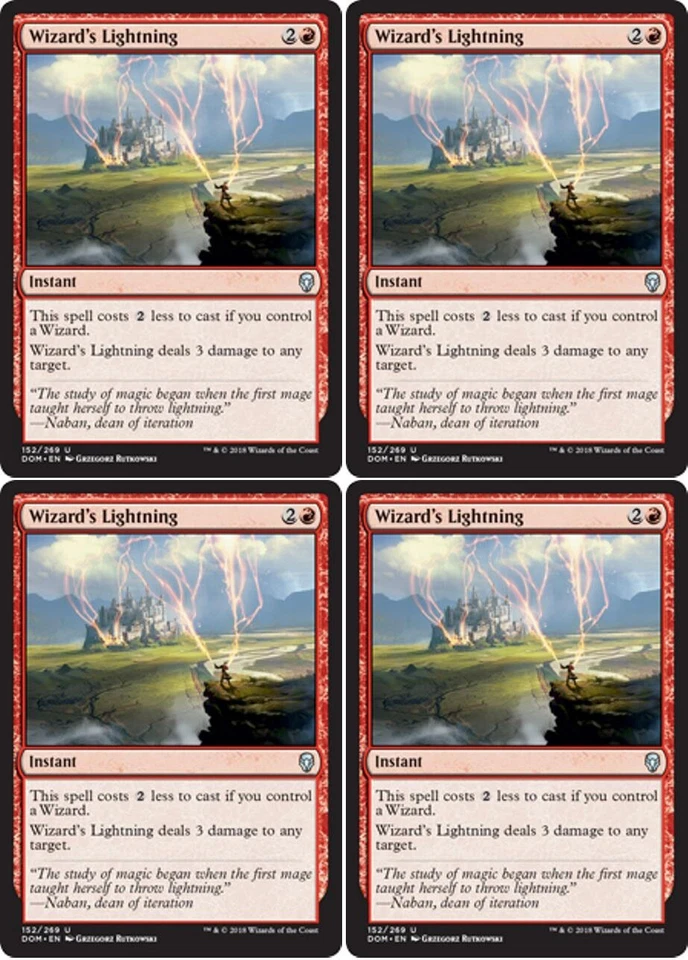 MTG - 4x WIZARD'S LIGHTNING - Dominaria (U) - Image 1 of 1