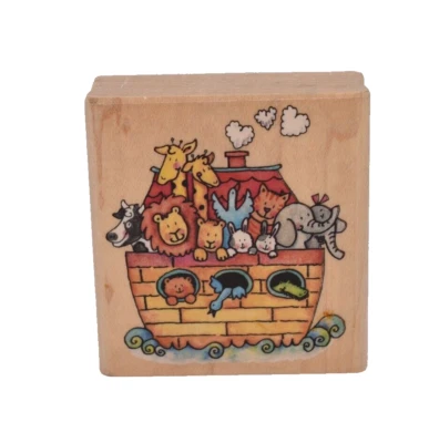 Noah's Ark Wood Rubber Stampede A1900E Mounted Rubber Stamp - Image 1 of 4