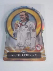 KATIE LEDECKY 2024 TOPPS CHROME OLYMPICS CHASING THE RING DIE-CUT # CR-2 GOLD - Picture 1 of 2