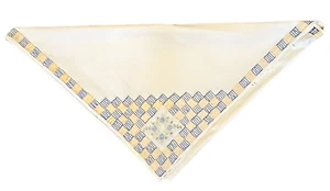 Vintage Beige Art Deco Geometric Floral Multicolor Embroidered Table Topper - Picture 1 of 12