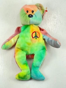 TY Beanie Baby Babys Peace 2-1-1996 Tie Die grüner Bär Plüschtier Größe ~ 8,5 Zoll - Bild 1 von 7