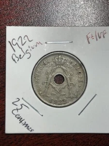 1922 BELGIUM 25 CENTIMES COIN - Picture 1 of 3