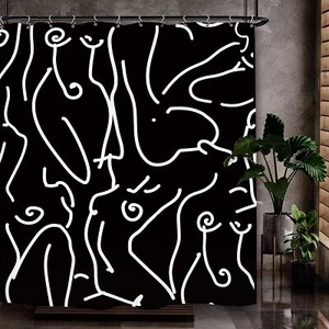 Abstract Minimalist Line Art Shower Curtain 60Wx72L Inch Woman Lady Body Aest... - Picture 1 of 8