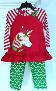 Emily Rose Little Girl's 2-Piece Festive Sparkling Unicorn Tunic & Legging Set-4 - Picture 1 of 5