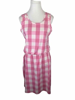 Vestido LulaRoe Sin Mangas Rosa/Blanco Buffalo Check Popover Talla Grande-NUEVO Foto 1 de 4