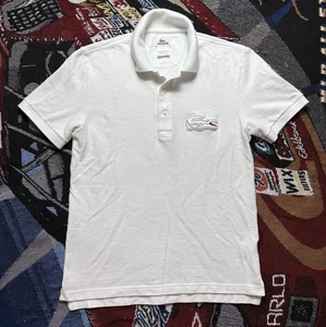 Vintage Lacoste Polo Shirt Big Gator Logo Size 3 Small Men’s White 19x27.5 - Picture 1 of 14