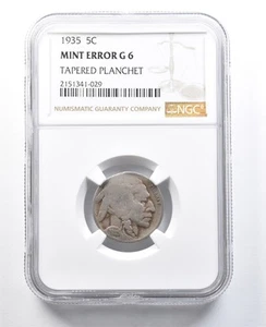 1935 Indian Head Buffalo Nickel Mint Error Tapered Planchet G6 NGC *8239 - Picture 1 of 3
