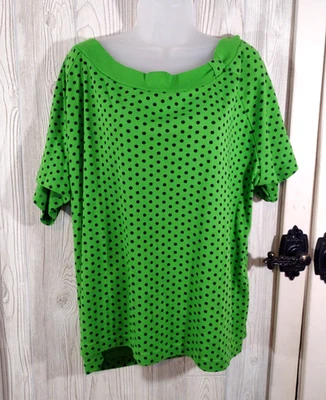 Blusa Carolina Colours Plus Mujer 3X Verde Negro Polkadot Elegante Foto 1 de 4