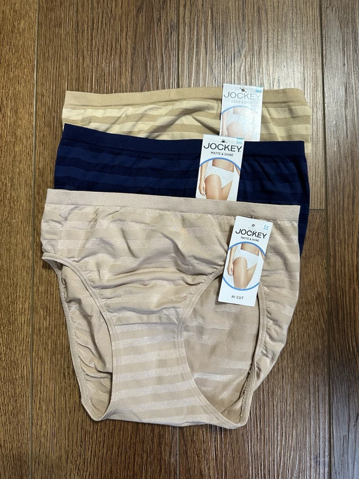 Jockey Womens 3 Pairs Matte & Shine Briefs Panties Size 9/XXL White 1218