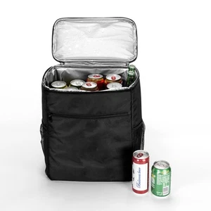 Large Black Cooler Insulated food drink Cool storage Travel Backpack Carrier Bag - Picture 1 of 9