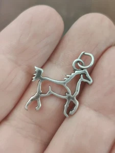 Signierter 925 Pferd Umriss Charm Anhänger Sterling Silber Reiter Reiten - Bild 1 von 4