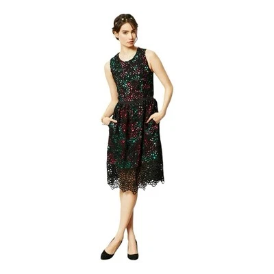 Anthropologie Black Crochet Lace "Terrace Sheath Dress" by Wolven Size 0 - Image 1 of 4