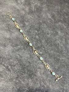 Vintage Armband Sterlingsilber 925 blaue Farbe Katzenauge Perlen Kugel Stil - Bild 1 von 8