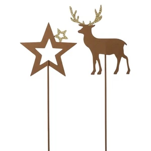 Enchufe de jardín estrella ciervo óxido oro - Imagen 1 de 3