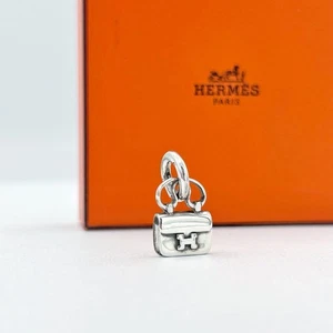 Hermes Costanza Borsa Charm Collana Top SOLO Argento 925 Usato Senza Scatola - Foto 1 di 6