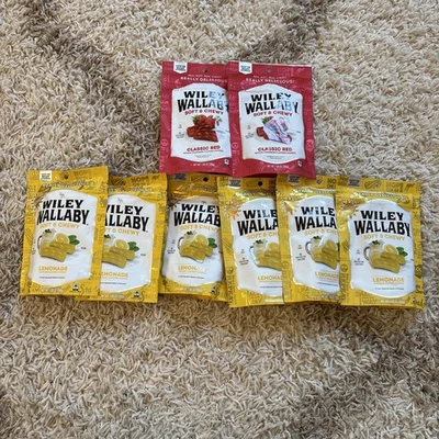 8 BAGS Wiley Wallaby Australian Style Lemonade & Classic Red Licorice 7oz - 2026 - Image 1 of 4