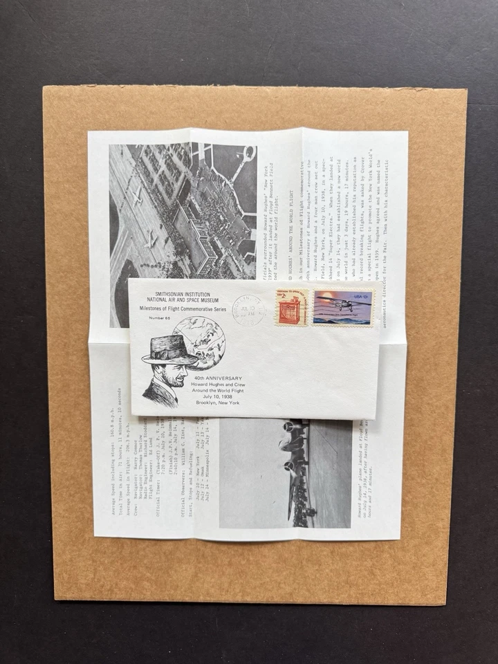 US 1978 Flight Millstone Cover#65 +Howard Hughes Round-World Flight +Info Page - Image 1 of 1