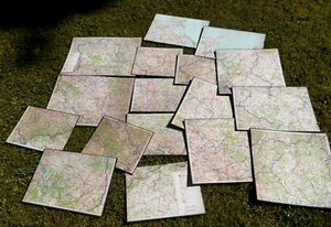 Konvolut Straßenkarten Verkehrskarten Atlas 50er DDR auf Pappe - Bild 1 von 4