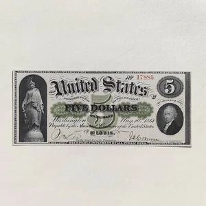 5 Dollars 1861 St. Louis Demand Note Greenback Reproduction Banknote Fr US# 5 - Picture 1 of 4