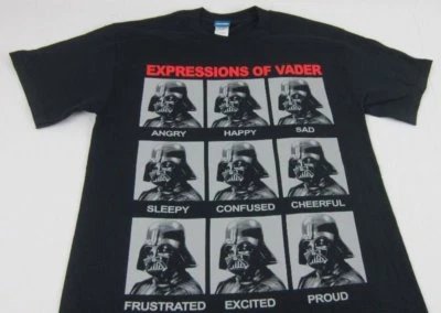 Para Hombres NUEVA Camiseta Star Wars Expressions of Vader Darth Angry Happy Talla 2XL Foto 1 de 2