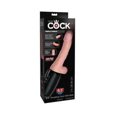 Consolador Vibrador Empuje Multifunción King Cock Plus 6.5 pulgadas-dong Polla con Bolas Foto 1 de 4