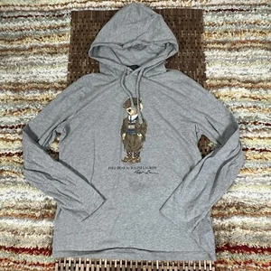 Polo Ralph Lauren Polo Dapper Bear Hoodie Hoody Grey Pullover Men’s Size Medium - Picture 1 of 3