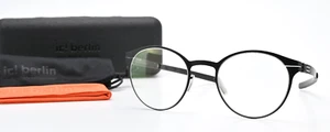 IC! BERLIN Brille Crossley Black Matt Panto Rund Klassisch Leicht Flexibel M - Picture 1 of 9