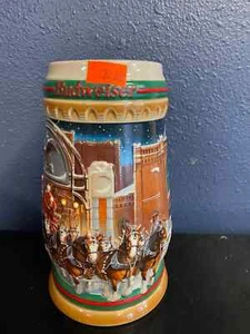 Vtg 1997 Budweiser Holiday Stein-Clydesdales-CS313"Home For the Holidays"-No Box - Picture 1 of 7