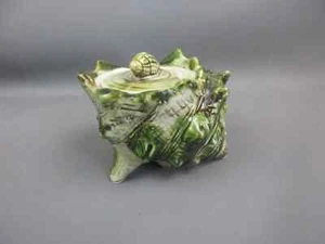 Antique Majolica Finish Conch Shell Themed Sugar Bowl & Milk Jug 3.5" JAPANESE - Picture 1 of 6