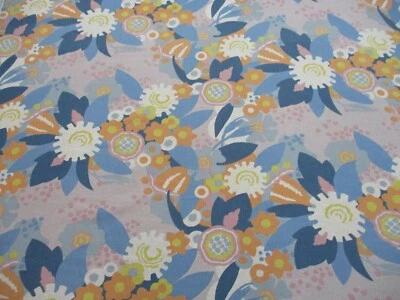 Schumacher Gardinenstoff 'ANITA - FLIEDER/ORANGE' 3,5 METER LEINEN - FLOWER POWER - Bild 1 von 4