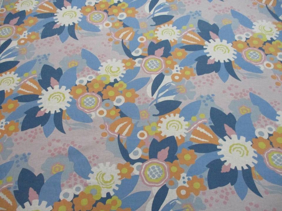 Schumacher Gardinenstoff 'ANITA - FLIEDER/ORANGE' 3 Meter - Leinen - Flower Power - Bild 1 von 4