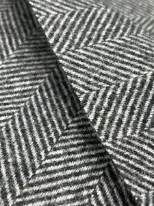 Woven Wool HERRINGBONE Home Decor CHARCOAL Drapery Upholstery Sewing Fabric BTY - Picture 1 of 5