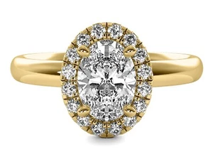 Halo 1.17 Ct G VS1 Oval Cut Lab Created Diamond Engagement Ring 14K Yellow Gold - Picture 1 of 6