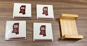Mississippi State University Bulldogs Drink Coaster And Holder Set Of 4 - Picture 1 of 6