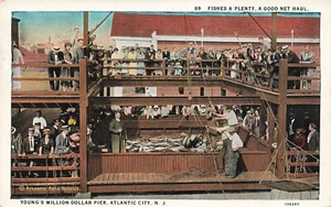 DE COLECCIÓN ATLANTIC CITY NJ POSTAL BUEN RECORRIDO PESCA JÓVENES MUELLE AÑOS 20 061322 - Imagen 1 de 2
