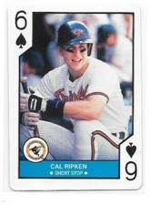 1990 U.S. Playing Card Cal Ripken Jr. 6 of Spades Orioles