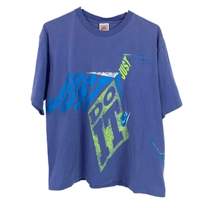 Camiseta vintage años 90 Nike Just Do It Spellout Periwinkle mediana 38-40 EE. UU. - Imagen 1 de 8